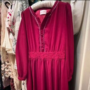 Modcloth Hi-low Hem Lace Trim Rich Maroon Dress, Size Small